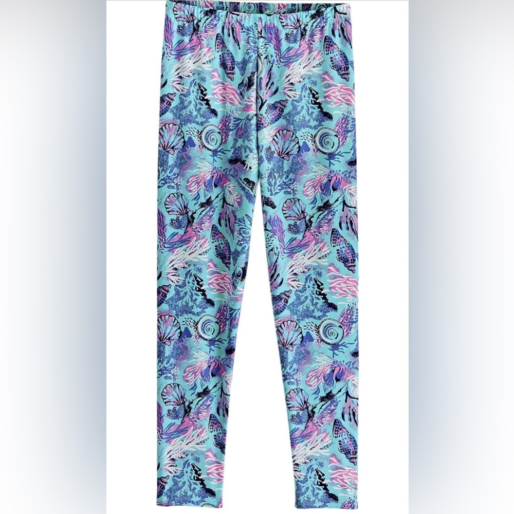 Coolibar UPF 50+ Kids' Swim Tights - Sun Protective (Large - Coastal Blue)